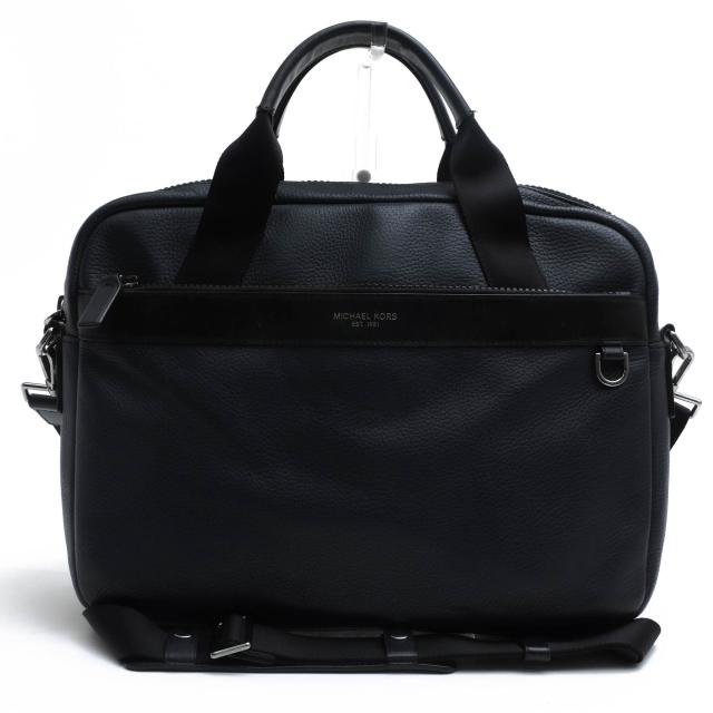 ○マイケルコース Michael Kors ペブルドレザー 牛革 ビジネスバッグ Greyson Slim Leather Briefcase グレイソン A4サイズ収納可  中古