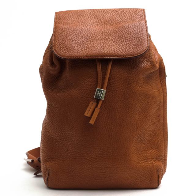 ○ヒロフ HIROFU 牛革 リュック フラップ式 シボ革 シュリンクレザー デイパック レディース 【中古】 中古