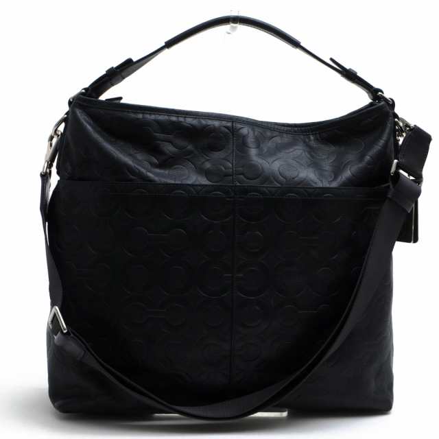 ○コーチ COACH 牛革 トートバッグ 70249 オプアート レザー イースト ウエスト クロスボディ サッチェル エンボスオプアート柄 2W 中古