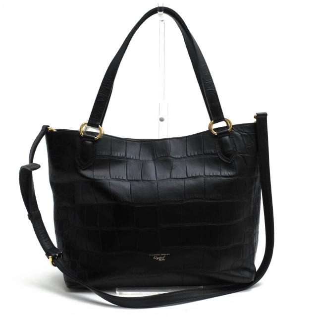 ○レザージュエルズ LEATHER JEWELS 牛革 トートバッグ 17N39 MERIDIANA メルディアナ 2WAY ショルダーバッグ クロコ型押し レディ 中古