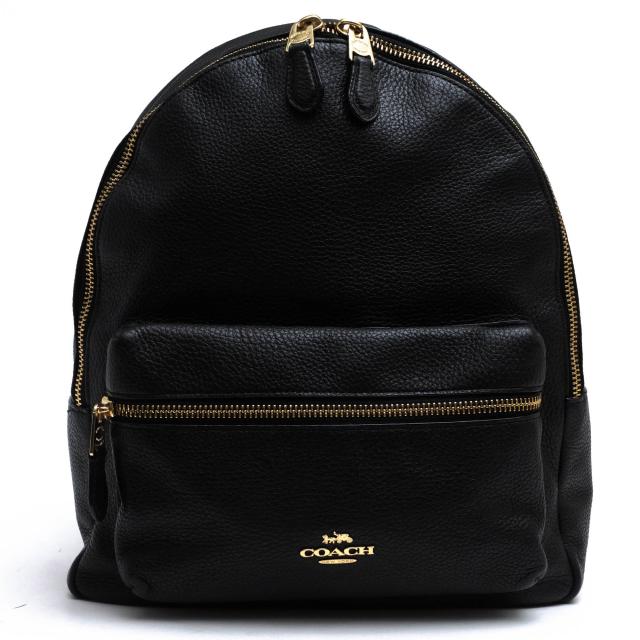 ○コーチ COACH ペブルドレザー 牛革 リュック F30550 Medium Charlie Backpack ミディアム チャーリー バックパック シボ革 シュ  中古