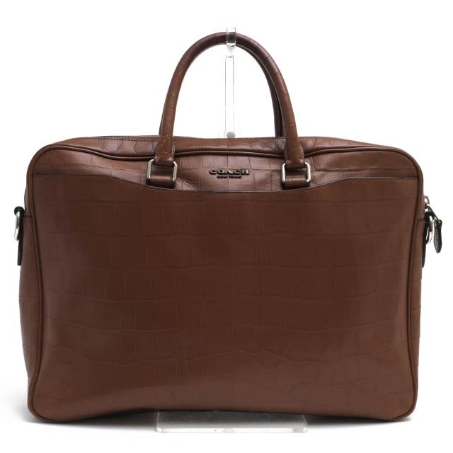 ○コーチ COACH 牛革 ビジネスバッグ 72980 Beckett Slim Brief ベケット スリムブリーフ クロコ型押し メンズ 【中古】 中古