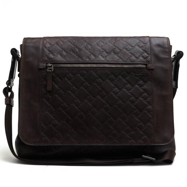 ○トゥミ TUMI 牛革 ショルダーバッグ 31170DBT TICON Leather Messenger タイコン フラップ式 メッセンジャーバッグ メンズ 【中  中古