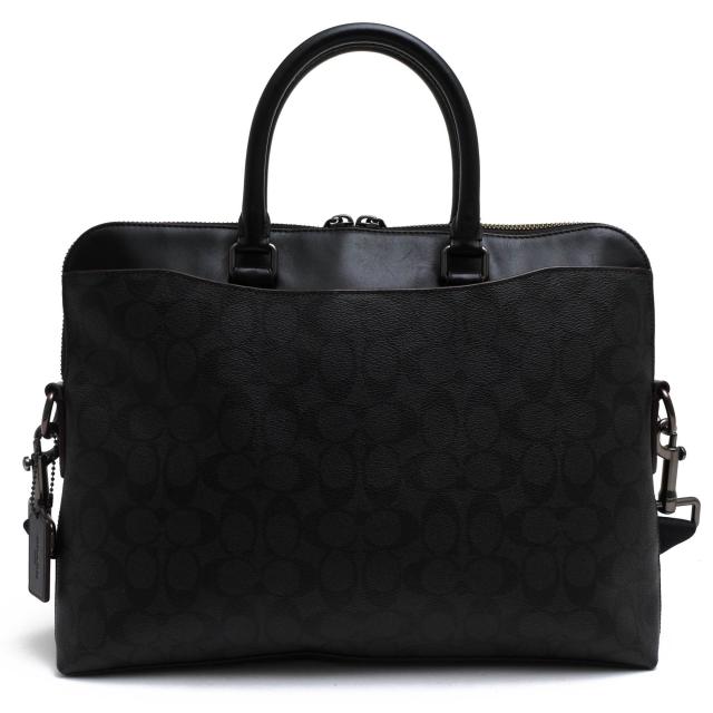 ○コーチ COACH シグネチャーコーテッドキャンバス 牛革 カーフ ビジネスバッグ F73970 Beckett Portfolio Brief In Signature Can 中古_1