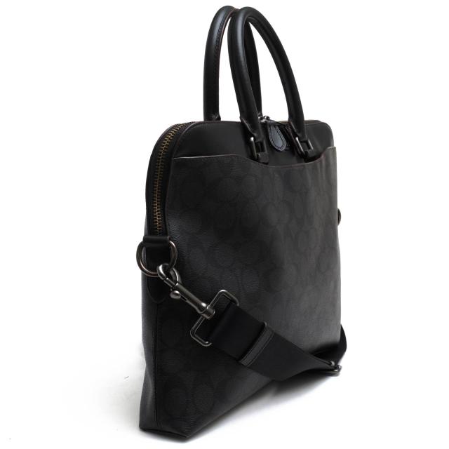 ○コーチ COACH シグネチャーコーテッドキャンバス 牛革 カーフ ビジネスバッグ F73970 Beckett Portfolio Brief In Signature Can 中古_2