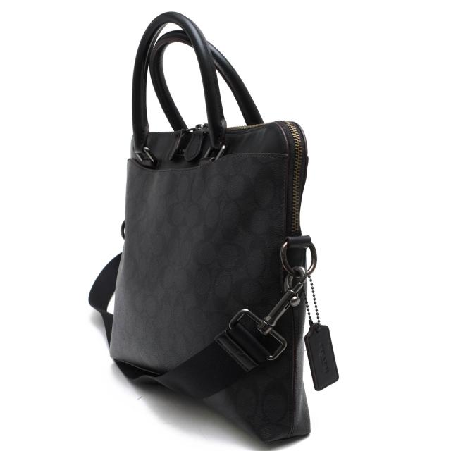 ○コーチ COACH シグネチャーコーテッドキャンバス 牛革 カーフ ビジネスバッグ F73970 Beckett Portfolio Brief In Signature Can 中古_3