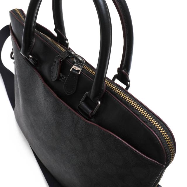 ○コーチ COACH シグネチャーコーテッドキャンバス 牛革 カーフ ビジネスバッグ F73970 Beckett Portfolio Brief In Signature Can 中古_4