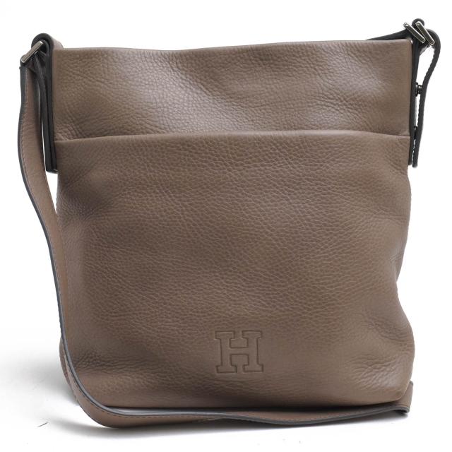 ○ヒロフ HIROFU ナチュラルシュリンク仕上げソフトバケッタ 牛革 ショルダーバッグ VITA ヴィータ シボ革 シュリンクレザー 定番  中古