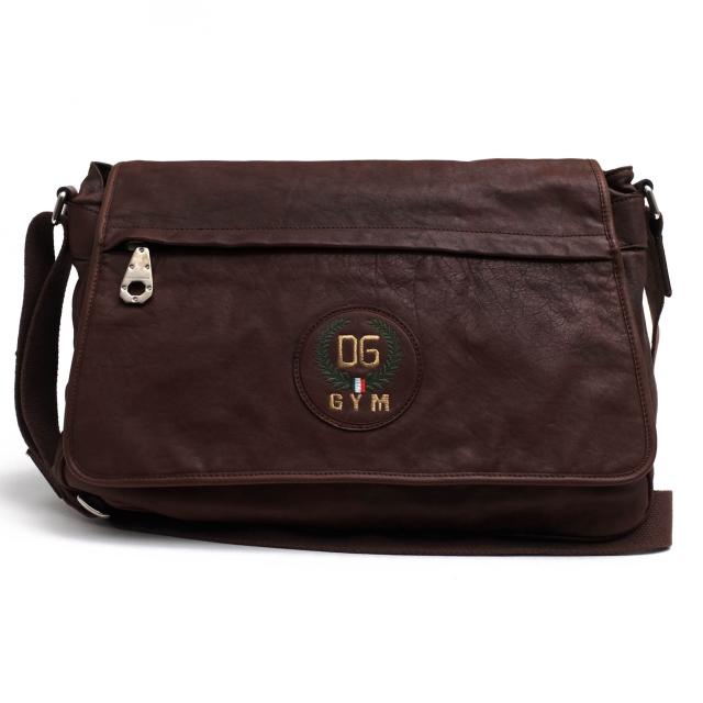 ○ドルガバ DOLCE＆GABBANA 牛革 ショルダーバッグ BM0232 A1627 BORSA A TRACOLLA BELUKA LAVATO DGエンブレム刺繍 ウォッシュ加  中古