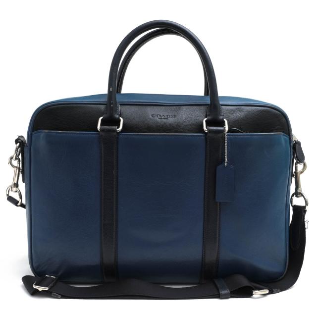 ○コーチ COACH 牛革 ビジネスバッグ F56018 Perry Slim Brief In Colorblock ペリー スリムブリーフ カラーブロック 2WAY ショル  中古