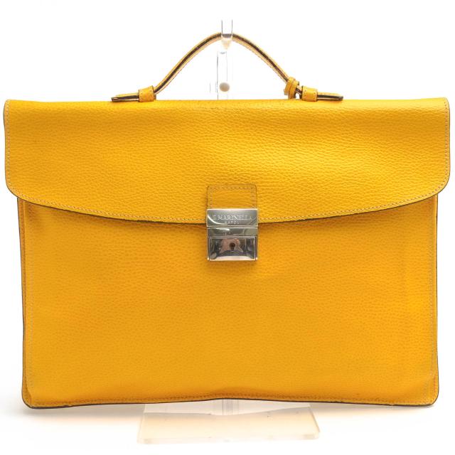 ○マリネッラ E. MARINELLA グレイン調 エンボスレザー 折り畳み式ブリーフケース セカンドバッグ/クラッチバッグ ソットブラッチ  中古