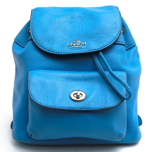 ○コーチ COACH ペブルドレザー 牛革 リュック F37621 Mini Billie Backpack In Pebble Leather ビリー ミニ バックパック 巾着型  中古