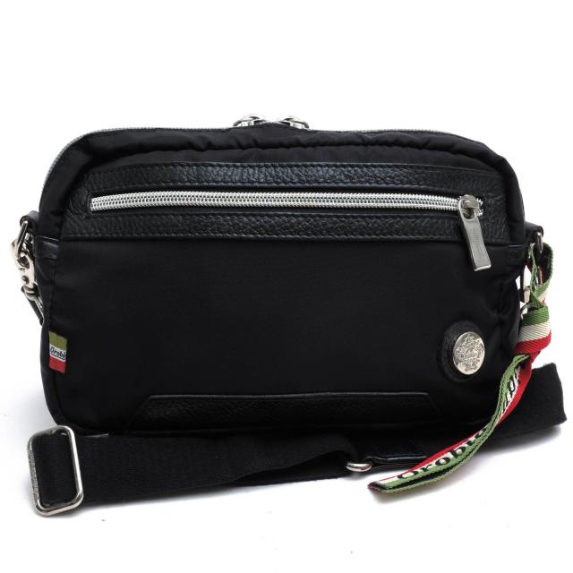 ○オロビアンコ orobianco 伊リモンタ社ナイロン 牛革 ショルダーバッグ EUFONIO PL-GA 肩掛け ワンショルダーバッグ メンズ 【中  中古