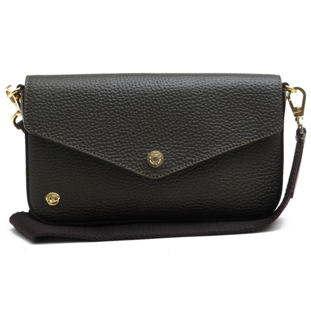 ○エーディーエムジェイ ADMJ 牛革 お財布 ショルダーバッグ 21SC1103GGV 2WAY クラッチバッグ シボ革 シュリンクレザー レディー  中古