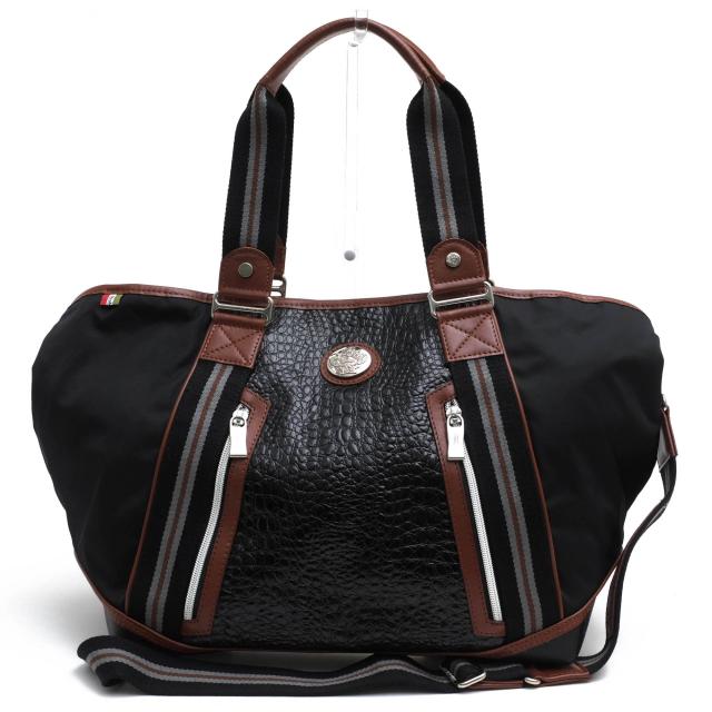 ○オロビアンコ orobianco 伊リモンタ社ナイロン 牛革 トートバッグ BRANDISUN-C A4サイズ収納可 2WAY ショルダーバッグ クロコ型  中古