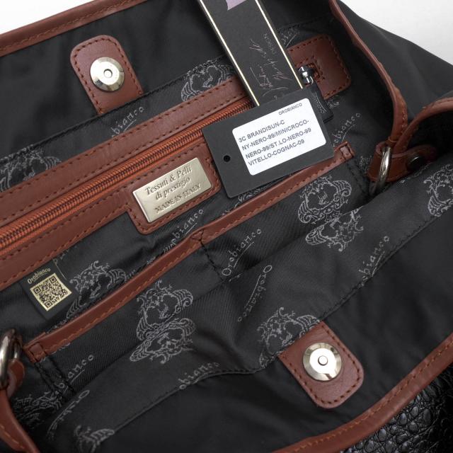 ○オロビアンコ orobianco 伊リモンタ社ナイロン 牛革 トートバッグ BRANDISUN-C A4サイズ収納可 2WAY ショルダーバッグ クロコ型  中古 ○オロビアンコ orobianco 伊リモンタ社ナイロン 牛革 トートバッグ