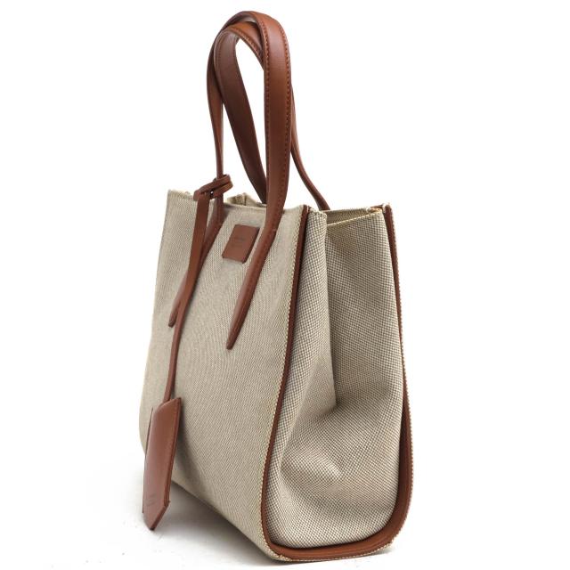 ○アルマーニ GIORGIO ARMANI コットンキャンバス 牛革 トートバッグ 