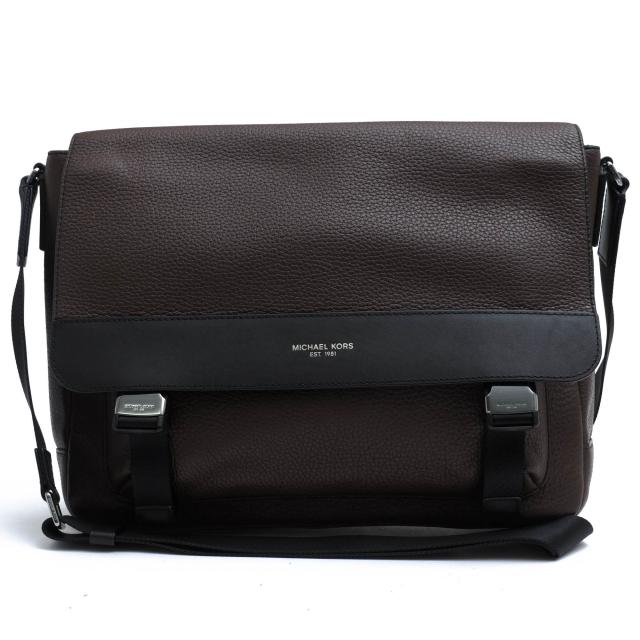 ○マイケルコース Michael Kors ペブルドレザー 牛革 ショルダーバッグ 33S9MGYM2L Greyson Pebbled Leather Messenger Bag グレイ 中古