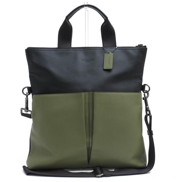 ○コーチ COACH スムースカーフ 牛革 トートバッグ F11740 Charles Foldover Tote In Colorblock Leather チャールズ フォルドオー 中古