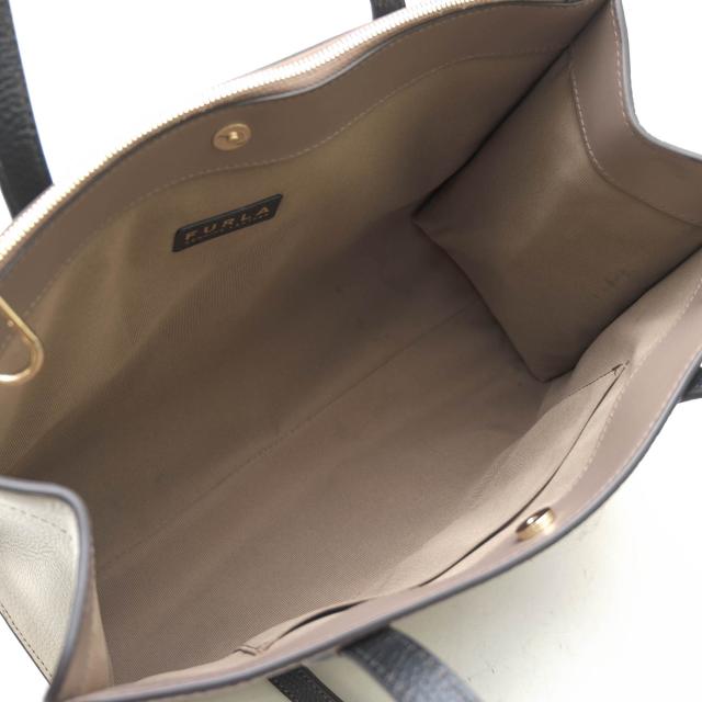 ○フルラ FURLA 牛革 カーフ グレージュ トートバッグ WB00635 AFRODITE M TOTE VITELLO KERIA COLORBLOCK A4サイズ収納可 バイカ  中古 ○フルラ FURLA 牛革 カーフ グレージュ トートバッグ WB00635