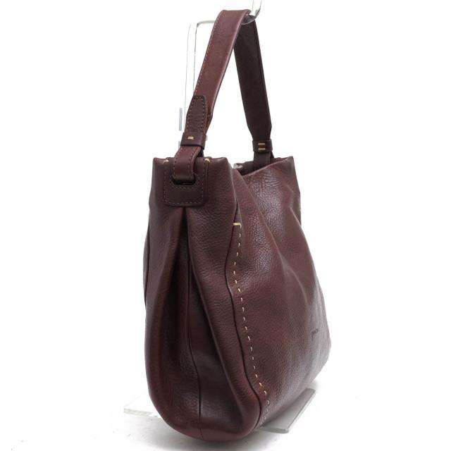 ○ゲンテン genten ベジタブルタンニン鞣し牛革 ハンドバッグ 40452 36944 Soffice ソフィッチェ 手さげバッグ シボ革 シュリンク 中古_2