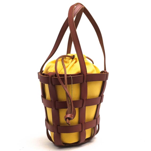 ○ジャストカンパーニュ Just Campagne バスケットバッグ 牛革 リネン