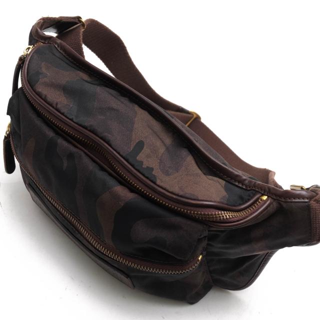 ○フェリージ Felisi リモンタナイロン バケッタレザー 牛革 ウエストバッグ 799/10/CF+A ボディバッグ 迷彩・カモフラージュ柄 定 中古