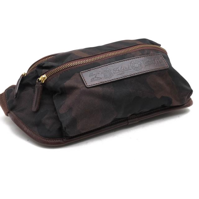 ○フェリージ Felisi リモンタナイロン バケッタレザー 牛革 ウエストバッグ 799/10/CF+A ボディバッグ 迷彩・カモフラージュ柄 定 中古