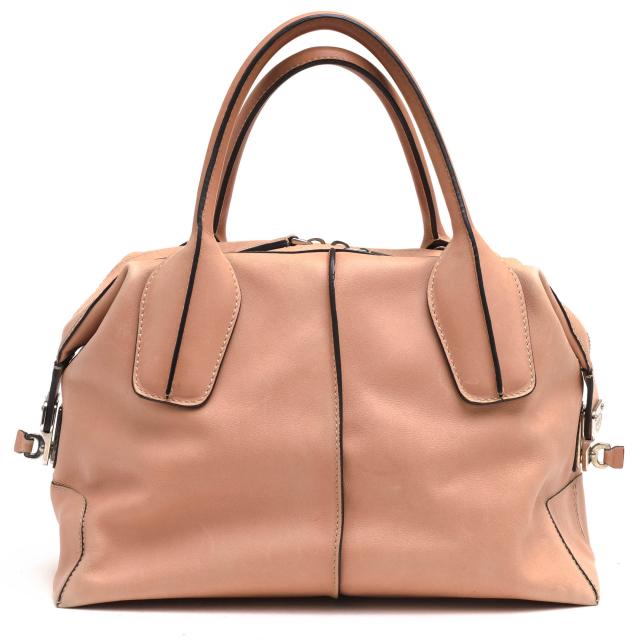○トッズ TOD'S 牛革 カーフ ピンクベージュ トートバッグ D-Styling Small Leather Satchel ディースタイリング サッチェルバッグ 中古