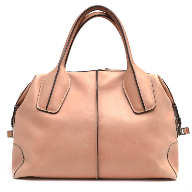 ○トッズ TOD'S 牛革 カーフ ピンクベージュ トートバッグ D-Styling Small Leather Satchel ディースタイリング サッチェルバッグ 中古_1