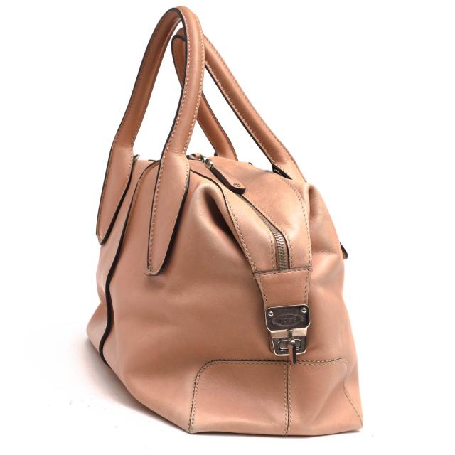 ○トッズ TOD'S 牛革 カーフ ピンクベージュ トートバッグ D-Styling Small Leather Satchel ディースタイリング サッチェルバッグ 中古_3