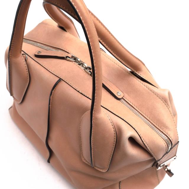 ○トッズ TOD'S 牛革 カーフ ピンクベージュ トートバッグ D-Styling Small Leather Satchel ディースタイリング サッチェルバッグ 中古_4