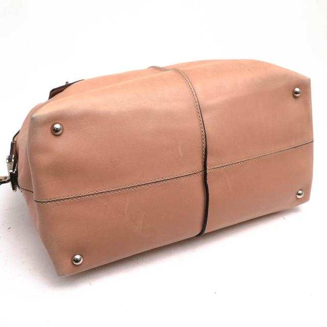 ○トッズ TOD'S 牛革 カーフ ピンクベージュ トートバッグ D-Styling Small Leather Satchel ディースタイリング サッチェルバッグ 中古_5