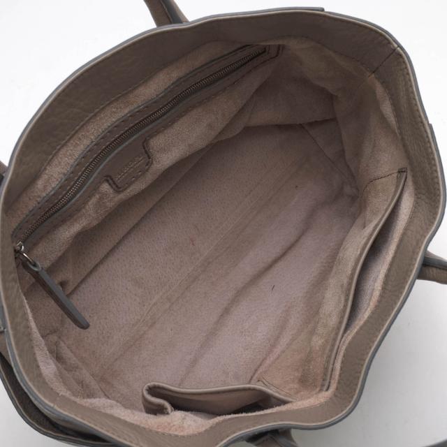 ○ヒロフ HIROFU 牛革 ソフトバケッタ ハンドバッグ DUO M デュオ Hロゴ シボ革 シュリンクレザー 定番 レディース 【中古】 中古_5
