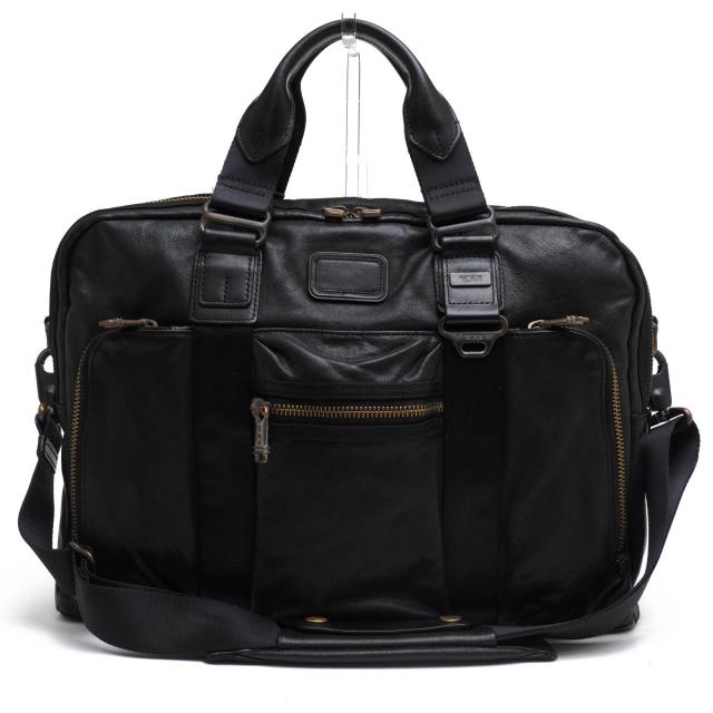 ○トゥミ TUMI フルグレインレザー 牛革 ビジネスバッグ 92611DH2 ALPHA BRAVO Mcnair Slim Brief マクネア スリムブリーフ 2WAY   中古