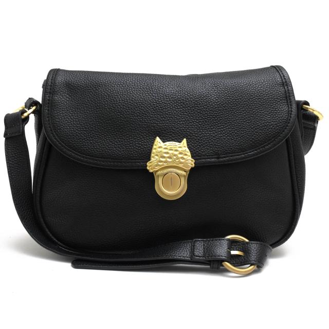 ○ツモリチサト TSUMORI CHISATO バッファローレザー 水牛革 ショルダーバッグ 53451 カリヤネコ フラップ式 定番 シボ革 シュリン 中古