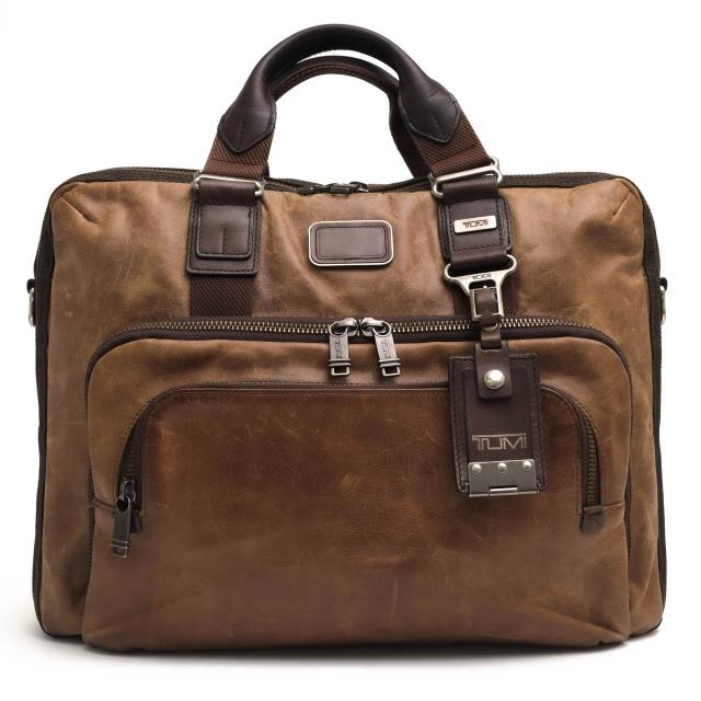 ○トゥミ TUMI フルグレインレザー 牛革 ビジネスバッグ 92631BH BRAVO Yuma Slim Brief ユマ スリム・ブリーフ ノートPC収納可 メ 中古