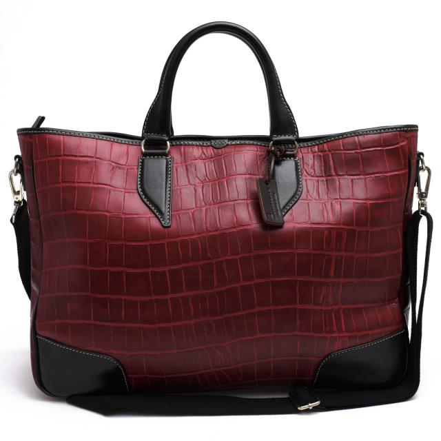 ○ステファノマーノ STEFANO MANO ダーバン DURBAN別注 牛革 ビジネスバッグ クロコ型押し メンズ 【中古】 中古 27,336円