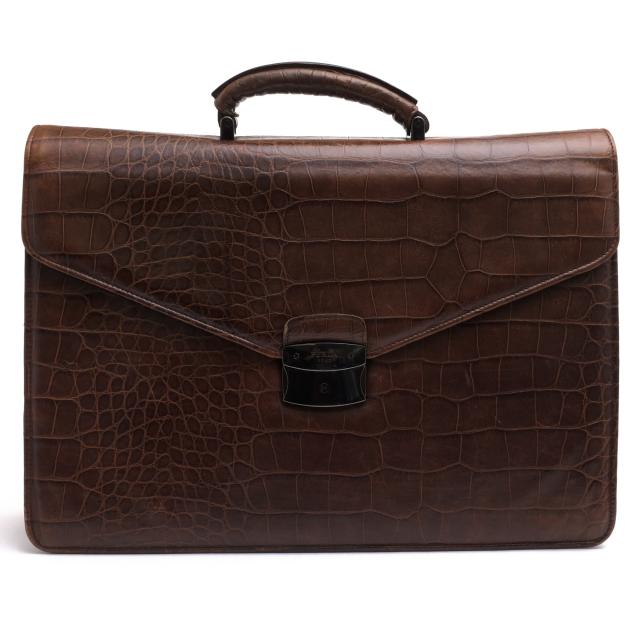 ○フルラ FURLA UOMO ウォモ メンズライン 牛革 ビジネスバッグ A4サイズ収納可 クロコ型押し メンズ 【中古】 中古