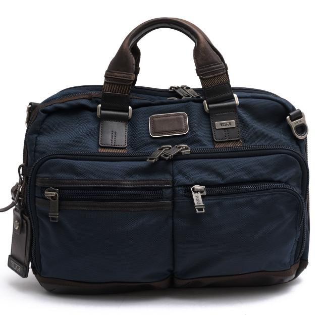 ○トゥミ TUMI FXTバリスティックナイロン ナパレザー 牛革 ビジネスバッグ 222640NVY2 ALPHA BRAVO ANDERSEN SLIM COMMUTER BRIEF 中古