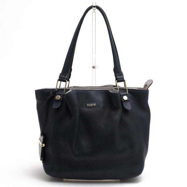 ○トッズ TOD'S ペブルドレザー 牛革 ハンドバッグ Flower Tote フラワーバッグ シボ革 シュリンクレザー レディース 【中古】 中古
