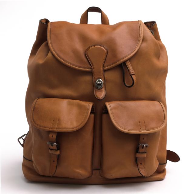 ○コーチ COACH スポーツカーフレザー 牛革 リュック 71743 Rucksack In Sport Calf Leather フラップ式 デイパック メンズ 【中古 中古