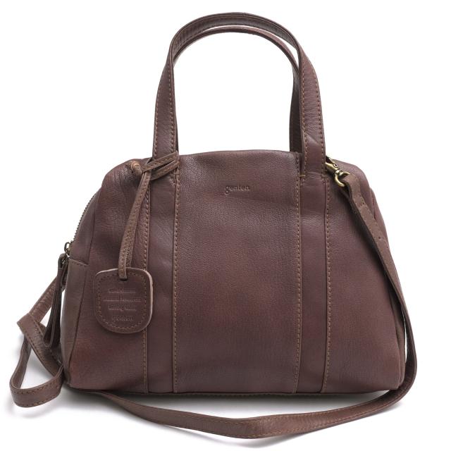 ○ゲンテン genten 山羊革 ゴートスキン ハンドバッグ 44117 42412 GOAT BASIC ゴートベーシック グレージング加工 定番 レディー 中古