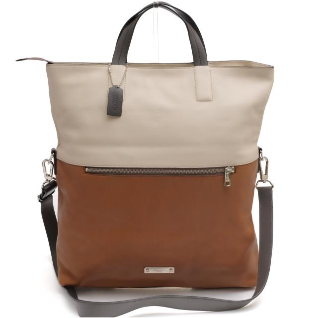 ○コーチ COACH 牛革 カーフ トートバッグ 71292 Thompson colorblock foldover tote トンプソンカラー ブロック フォルドオーバー 中古