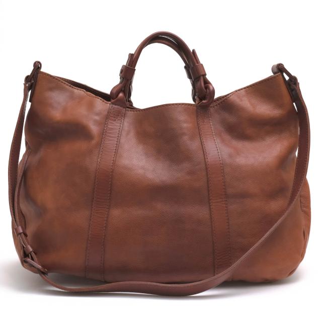 ○ゲンテン genten イタリアンカーフレザー 牛革 トートバッグ 32025 Abila travel boston bag アビラ イタリアンカーフ使用 軽量 中古