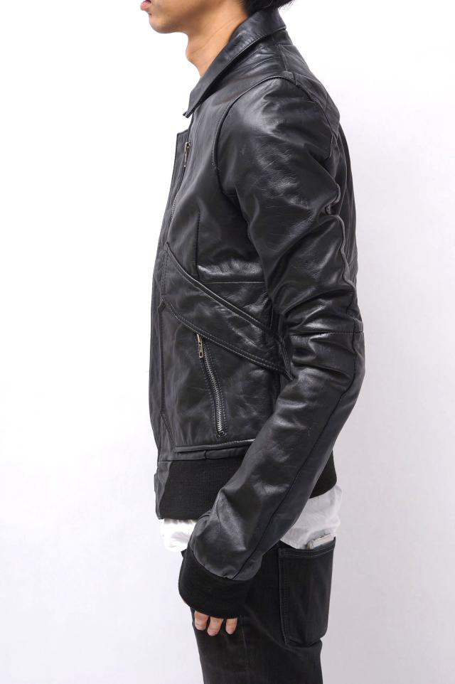 EKAM/エカム/ジップアップブルゾン/sizeL/黒/レザー