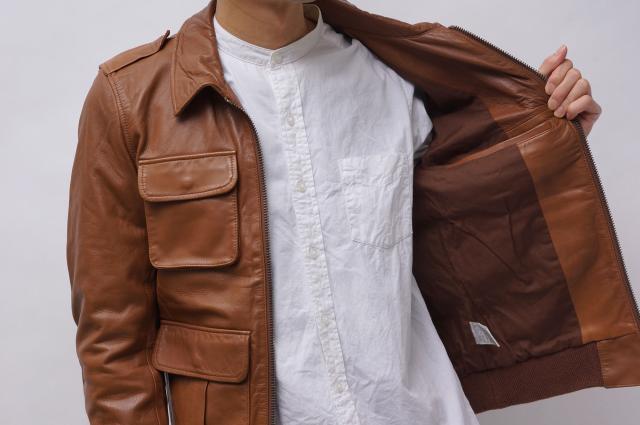 ○ロンハーマン Ron Herman ラムレザー ダブルファスナー仕様 リブ