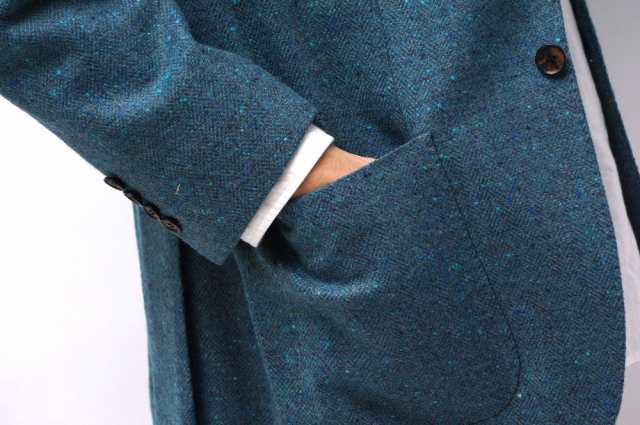 サルトリオ ナポリ／Sartorio napoli  ジャケット JKT アウター メンズ 男性 男性用 ウール 毛 ブルー 青 ツイード テーラードジャケット ブレザー ピークドラペル 段返り３つボタンウール100％裏地