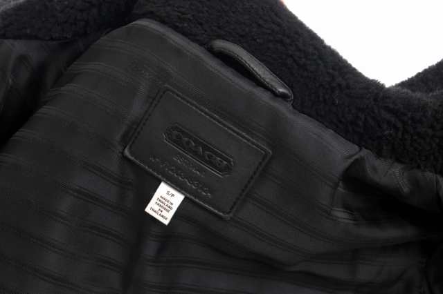 ○コーチ COACH レザーヨーク ダウンジャケット 83124 Women's Legacy Down Puffer Jacket Coat Shearling Trim Full Zip ショート 中古