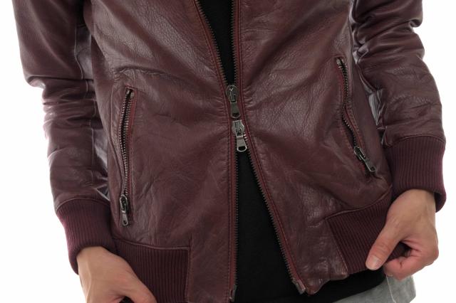 ○ジュンハシモト junhashimoto 牛革 カーフ ブルゾン LET003 SNAP RIB JERSEY リブ ウォッシュ加工 メンズ 【中古】 中古_6